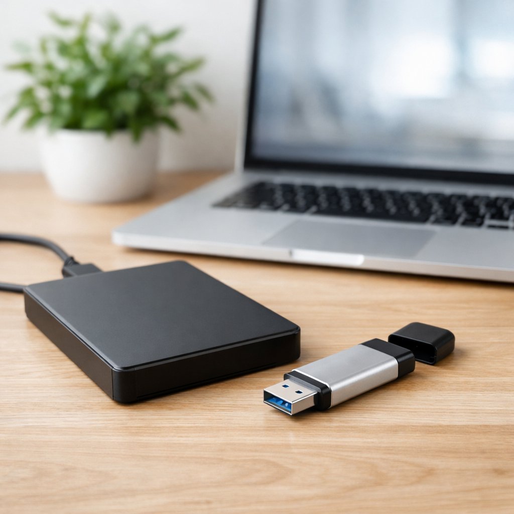 Clé USB plus disque dur externe