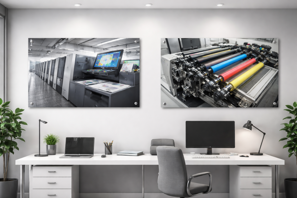 Deux photos sur pl:exi derrière un bureau