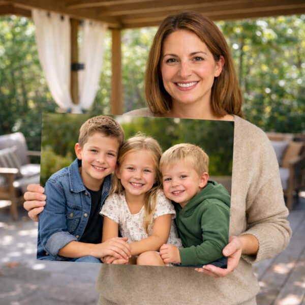 Maman qui montre un dibbon de ses enfants