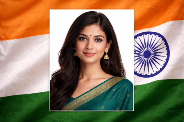 Identité femme sur drapeau indien