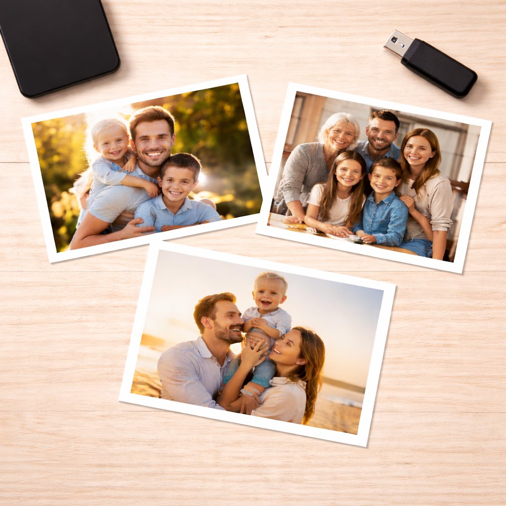 3 photos 10x15 sur une table