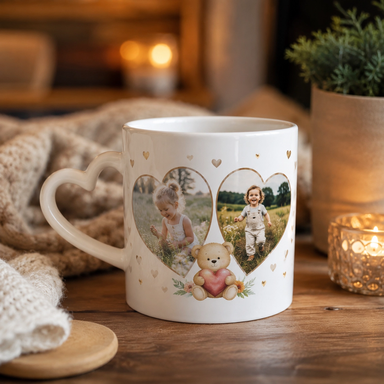 Mug anse cœur personnalisé pour la Saint-Valentin